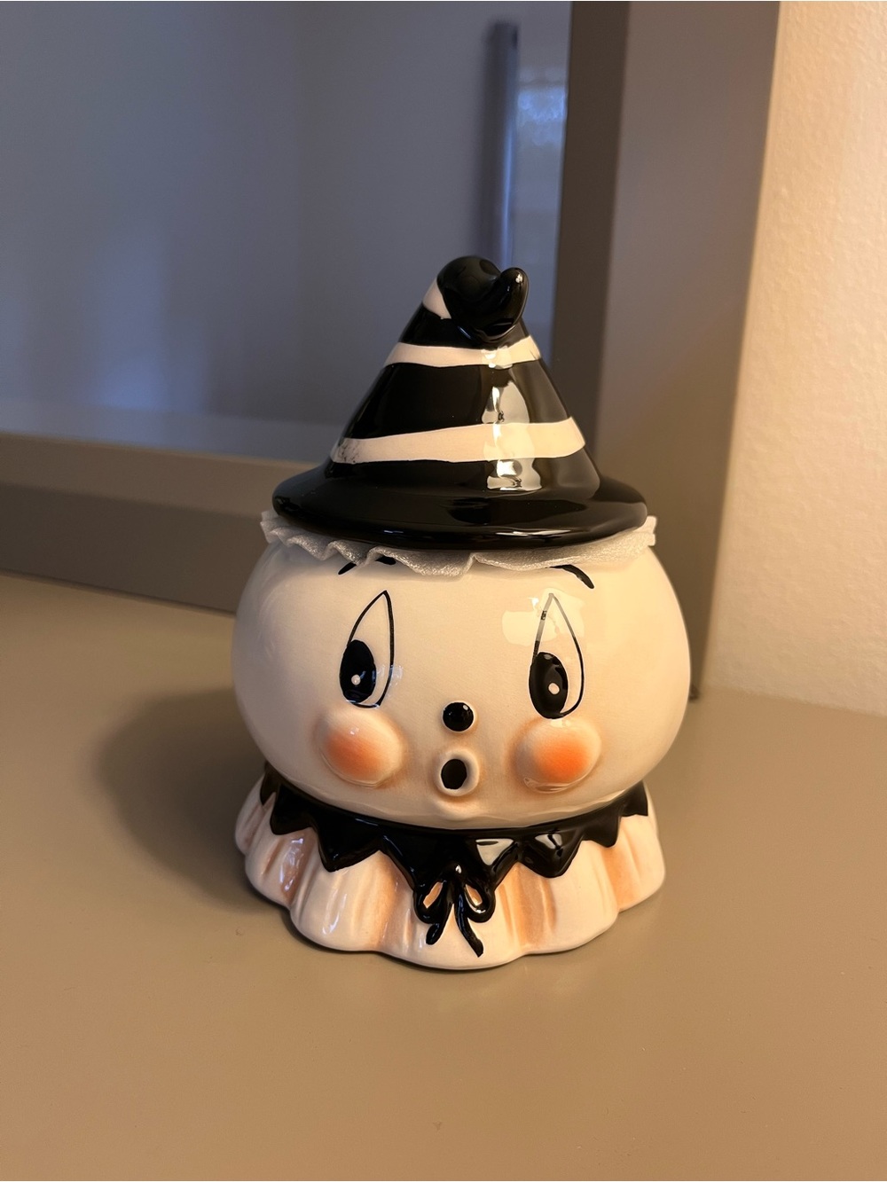 Johanna Parker Halloween Gus Ghost Mini Candy Jar Critter Bowl Canister Black Wh
